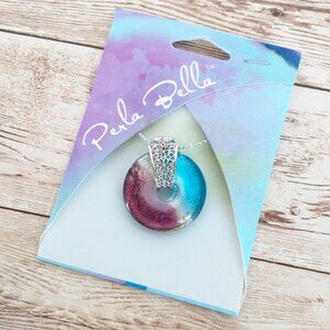 Cousin Corp Perla Bella Glass Donut Pendant 28mm New Round w/Silver Filigree